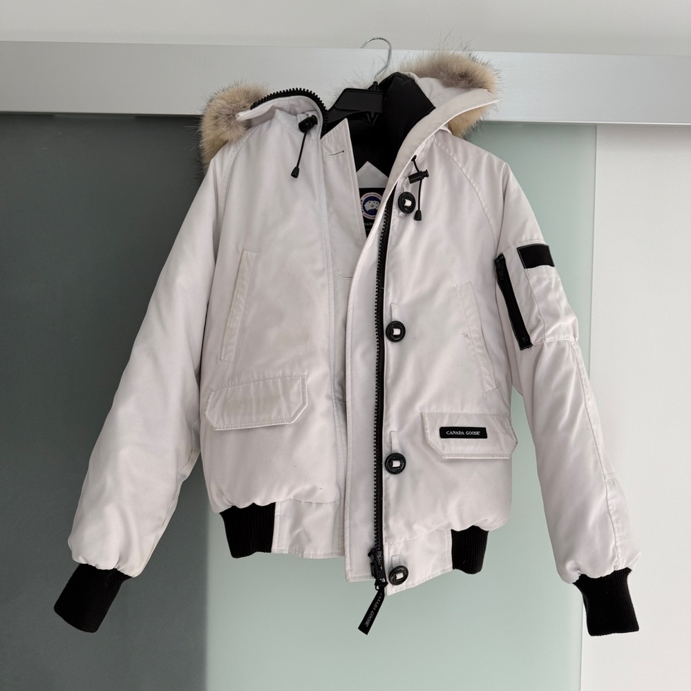 Canada Goose Black and White Jacket with Fur Trim